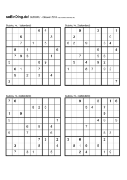Sudoku Nr. 1 (standard) Sudoku Nr. 2 (standard) Sudoku Nr. 3