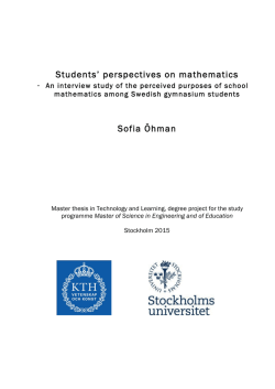 Students` perspectives on mathematics Sofia Öhman