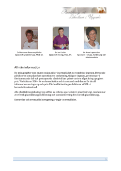 Page 1 1 Dr Marianne Beausang‐Linder Specialist i plastikkirurgi