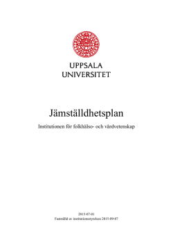 Jämställdhetsplan 2015-2018 - IFV - och vårdvetenskap!