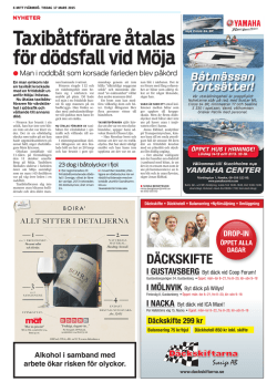 Taxibåtförare åtalas för dödsfall vid Möja