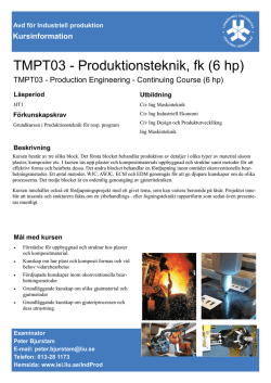 TMPT03 - Produktionsteknik, fk (6 hp)