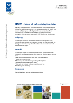 HACCP – fokus på mikrobiologiska risker