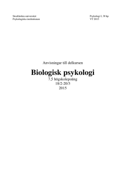 Biologisk psykologi - Stockholms universitet