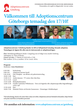 Välkommen till Adoptionscentrum Göteborgs temadag den 17/10!