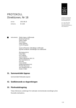 Protokoll från direktionens sammanträde 20 augusti 2015