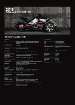 CAN-AM® SPYDER® F3 SPECIFIKATIONER