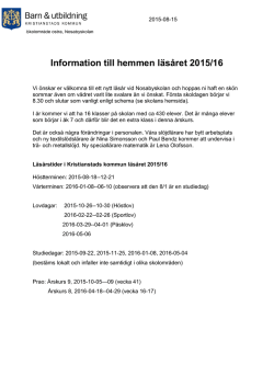 Information till hemmen läsåret 2015/16