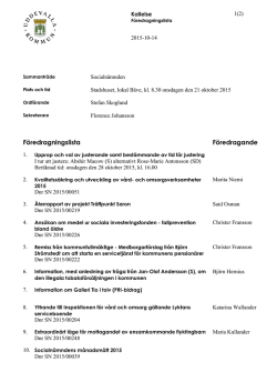F&ouml;redragningslista F&ouml;redragande