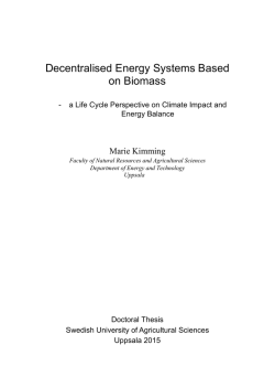 Decentralised Energy Systems Based on Biomass