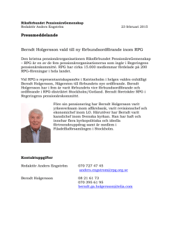 Pressmeddelande Berndt Holgersson vald till ny