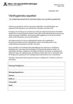 Checklista vårdhygien - somatisk specialistvård