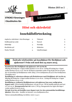 Infobladet 2015 hösten - Strokeföreningen Stockholms län