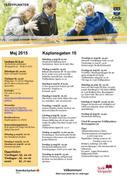 Program Träffpunkter för seniorer maj 2015