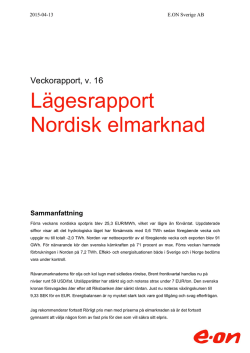 Lägesrapport Nordisk elmarknad