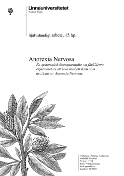 Anorexia Nervosa: En systematisk litteraturstudie om föräldrars