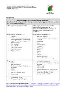 Checklista Slutdesinfektion (smittstädning/smittrening)