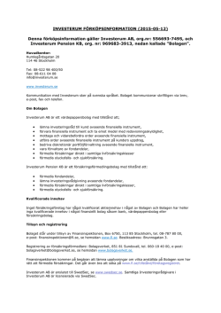 INVESTERUM FÖRKÖPSINFORMATION (2015-05