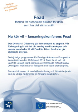 Nu kör vi! – lanseringskonferens Fead - Svenska ESF