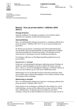Remiss - Krav på privata aktörer i välfärden (SOU 2015:7)