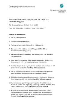 Kallelse Styrgrupp miljö och samhällsbyggnad 2015-01-14