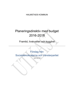 Planeringsdirektiv med budget 2016-2018