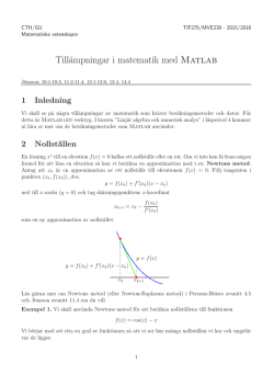 Tillämpningar i matematik med Matlab