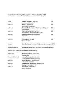 Valutskottets förslag till ny styrelse i Vision Lundby 2015