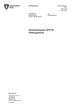 Verksamhetsplan 2015 - Östbergaskolan