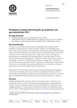 Fördjupad resultatredovisning för grundskolan och