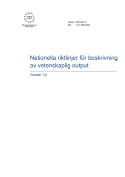 Nationella riktlinjer för beskrivning av vetenskaplig output v. 1.2