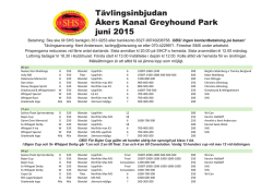 Tävlingsinbjudan Åkers Kanal Greyhound Park juni 2015