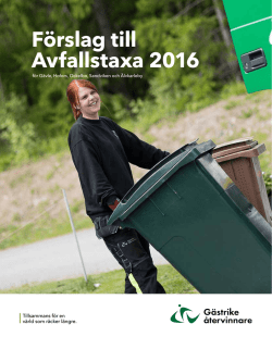 Förslag till Avfallstaxa 2016