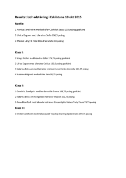 Resultat lydnadstävling i Eskilstuna 10 okt 2015