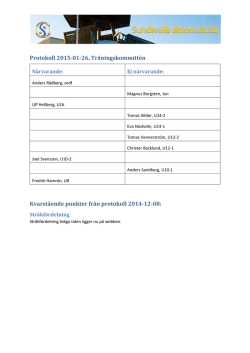 Protokoll 2015-01-26, Träningskommittén Kvarstående punkter från