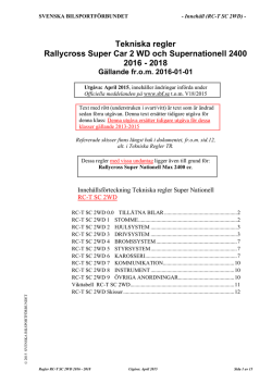 Tekniska Regler - SC 2wd / SN 2400. 2016-2018