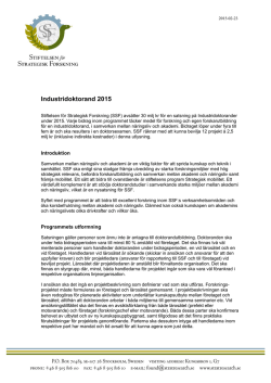 Industridoktorand 2015 - Stiftelsen för Strategisk Forskning