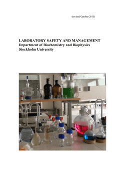LABORATORY SAFETY AND MANAGEMENT Department of