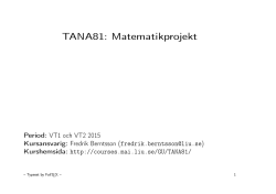 TANA81: Matematikprojekt