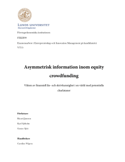 Asymmetrisk information inom equity crowdfunding