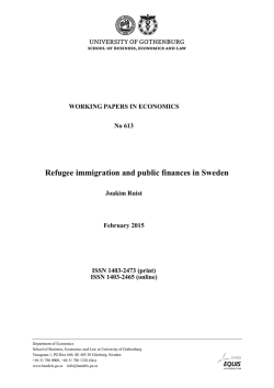Refugee immigration and public finances in Sweden