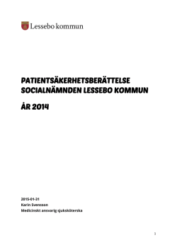 Patientsäkerhetsberättelse 2014