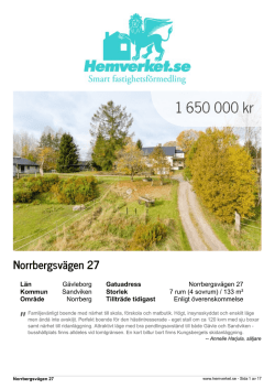 Page 1 " Norrbergsvägen 27 Län Gävleborg Gatuadress