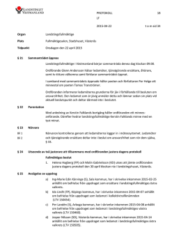 Protokoll landstingsfullmäktige 2015-04-22