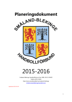 Planeringen inför 2015/2016
