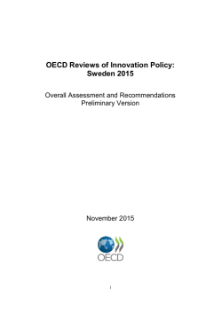 OECD Reviews of Innovation Policy: Sweden 2015