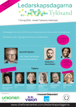 Ta del av agendan för Ledarskapsdagarna i Tylösand 2015