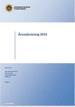 Årsredovisning 2014 - Räddningstjänsten Storgöteborg