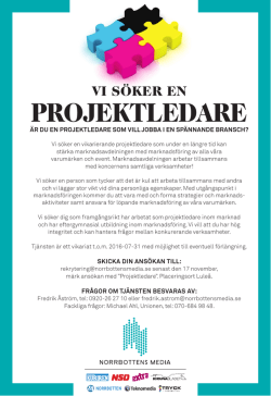 PROJEKTLEDARE - Norrbottens Media AB