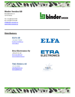 Binder Sweden KB Distributors: ELFA AB Etra